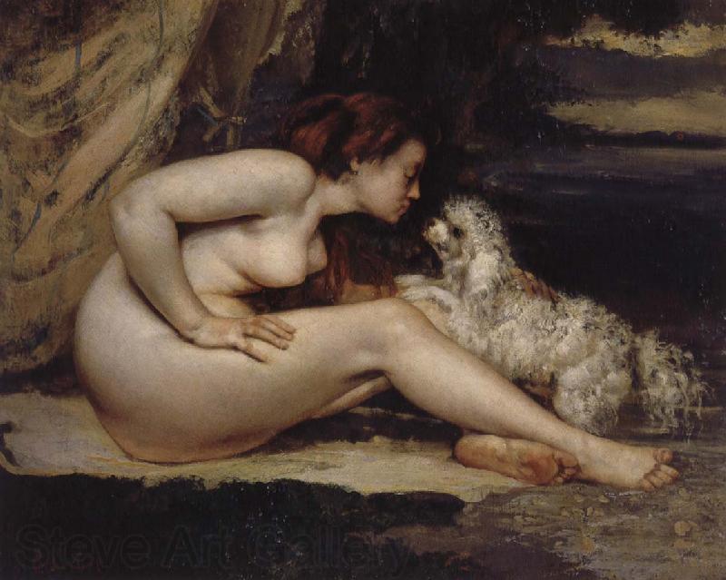 Gustave Courbet Nude Woman with Dog Norge oil painting art